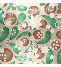 Brown green beige color traditional designs circles flowers stars paisley lines leaf clouds pattern roller blinds